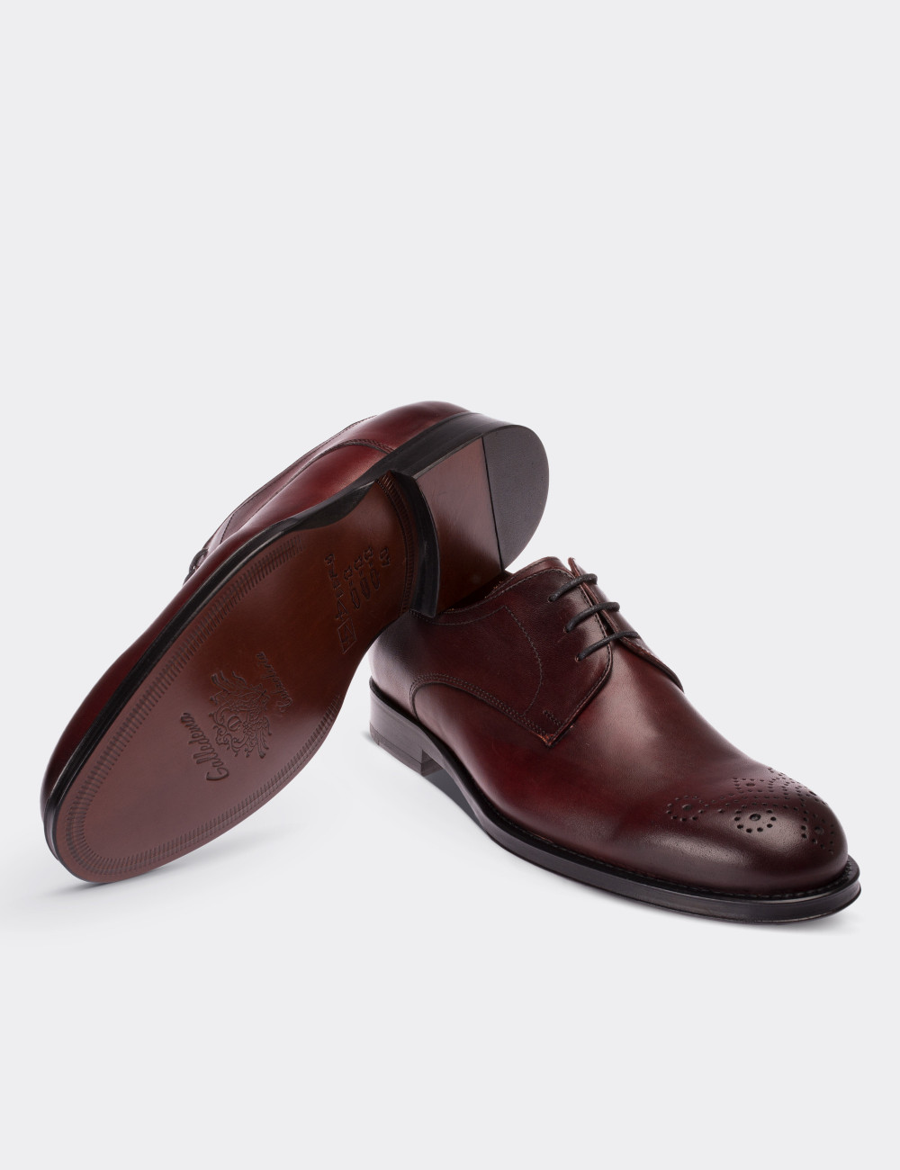 Burgundy  Leather Classic Shoes - 01604MBRDK01
