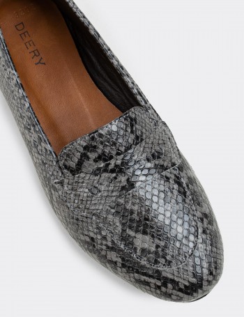Gray  Leather Loafers - E3202ZGRIC01