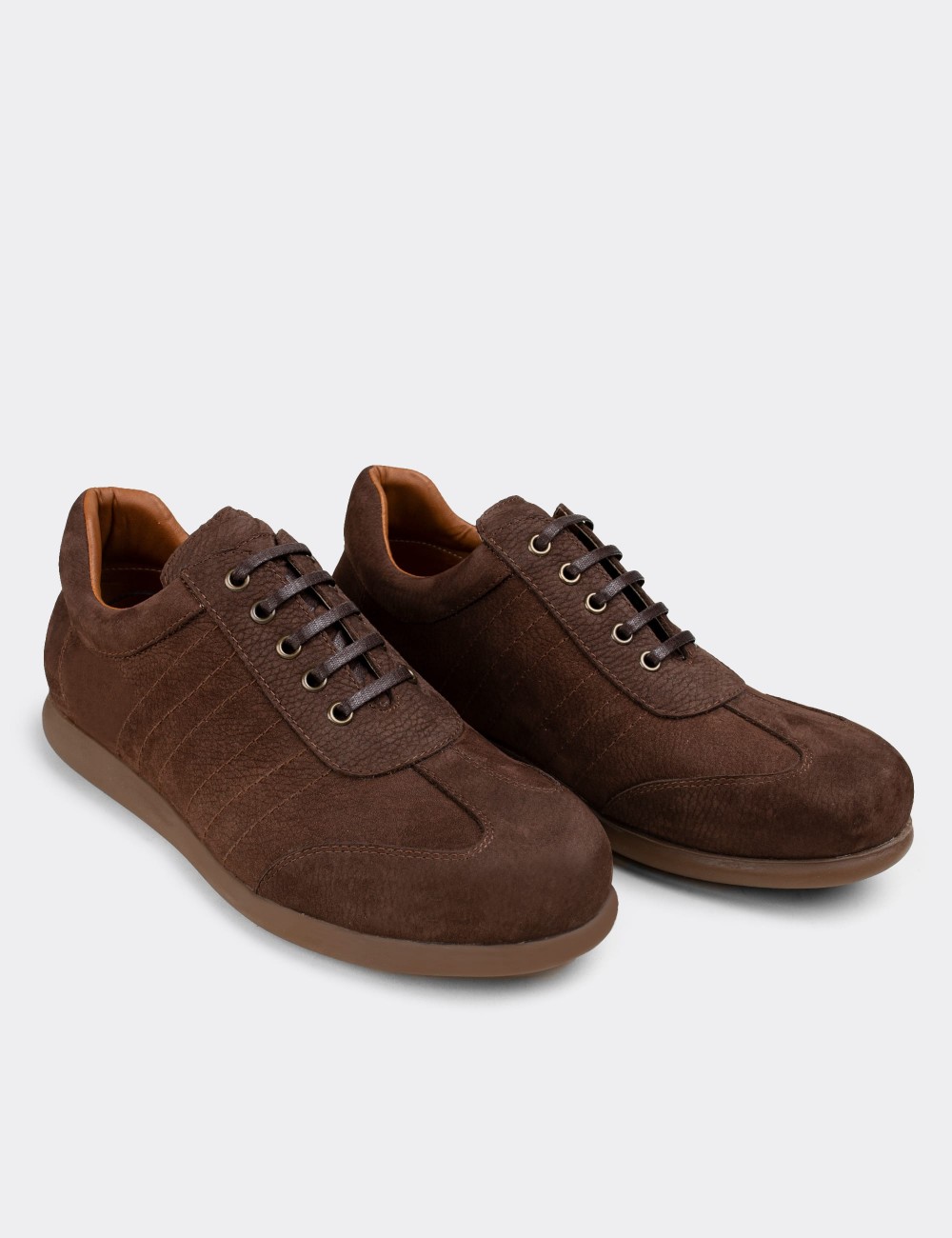 Brown Nubuck Leather Lace-up Shoes - 01826MKHVC01