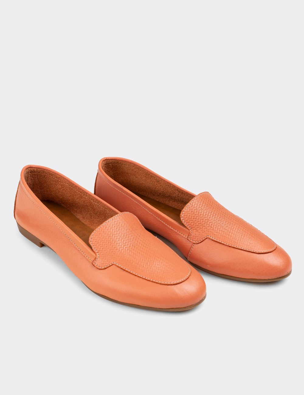 Orange  Leather Loafers - E3210ZSOMC01