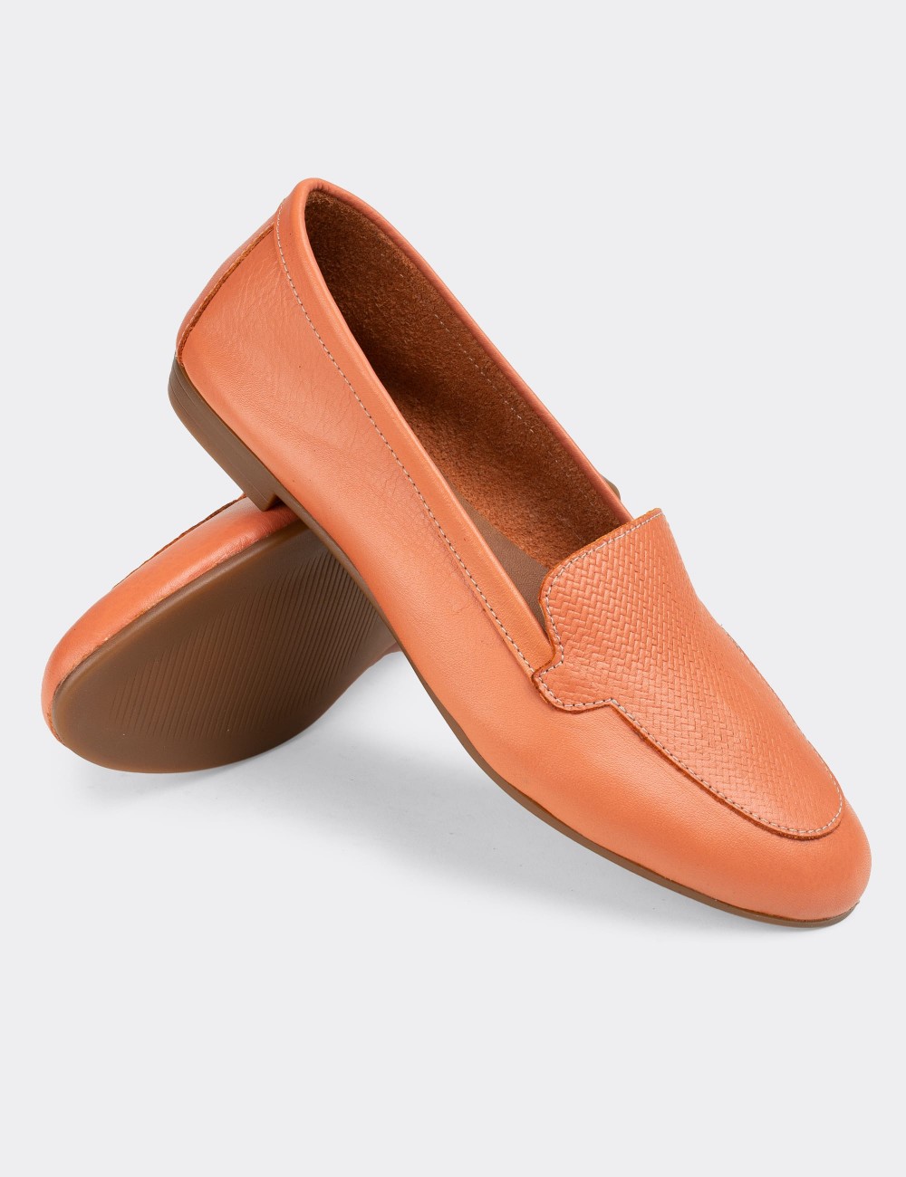 Orange  Leather Loafers - E3210ZSOMC01