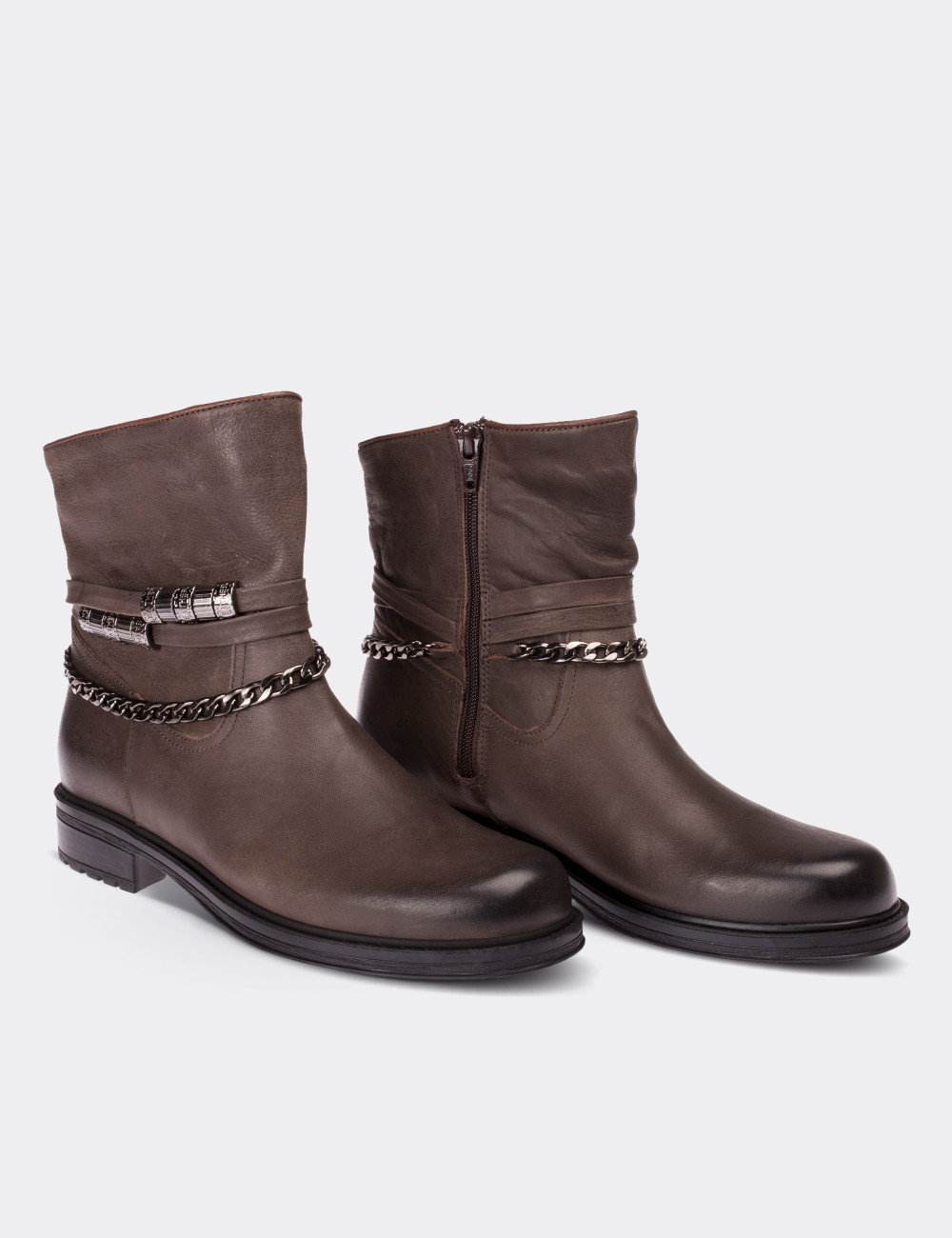 Brown Nubuck Leather Boots - 10321ZKHVC01