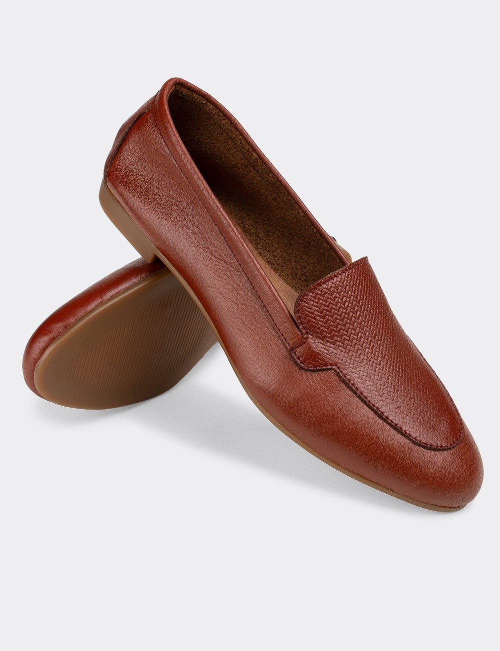 Brown  Leather Loafers - E3210ZKHVC01