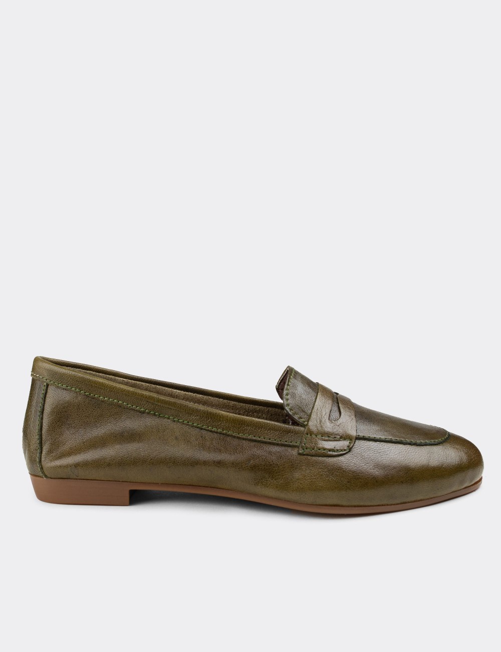 Green  Leather Loafers - E3202ZYSLC01