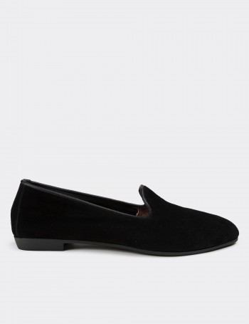 Black Suede Leather Loafers - E3208ZSYHC01