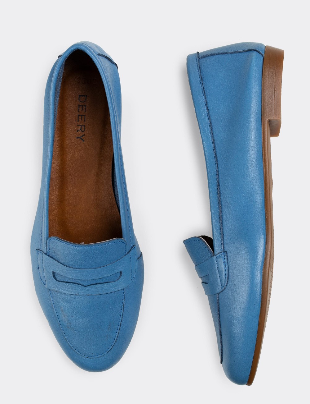 Blue  Leather Loafers - E3202ZMVIC02
