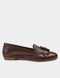 Brown Calfskin Leather Loafers