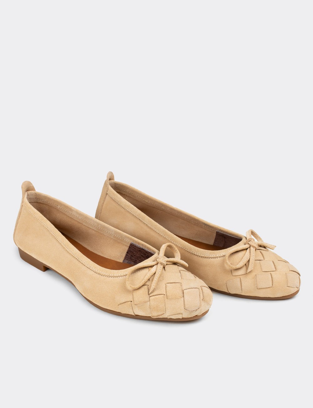 Beige Suede Leather Loafers - E3205ZBEJC01