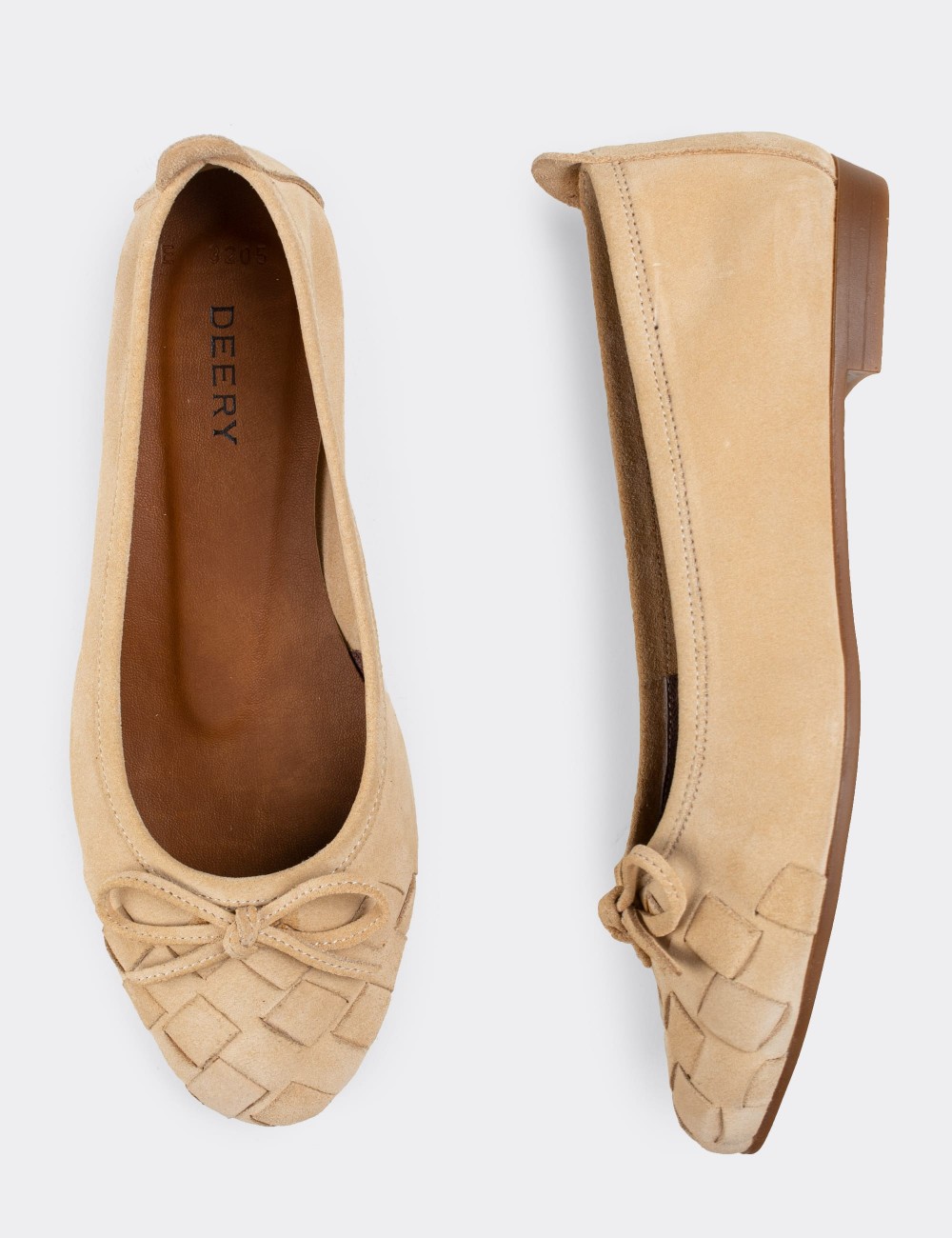 Beige Suede Leather Loafers - E3205ZBEJC01