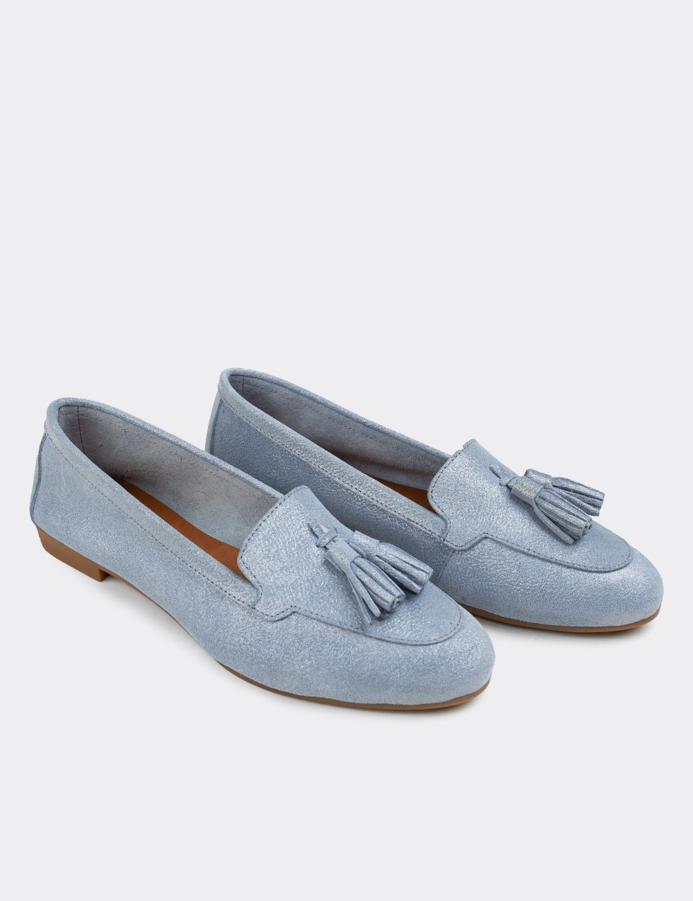 Blue Suede Leather Loafers - E3209ZMVIC05