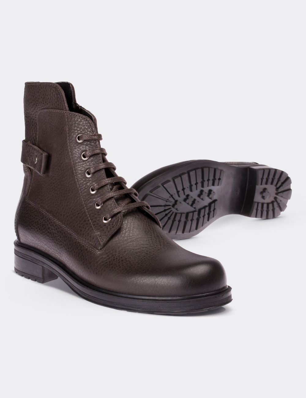 Brown  Leather Boots - 01623ZKHVC01