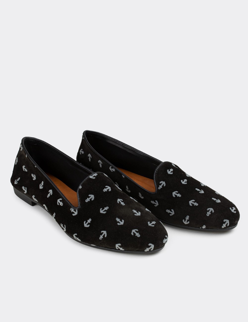 Black Suede Leather Loafers - E3208ZSYHC08
