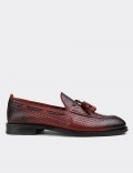 Red  Leather Loafers Shoes