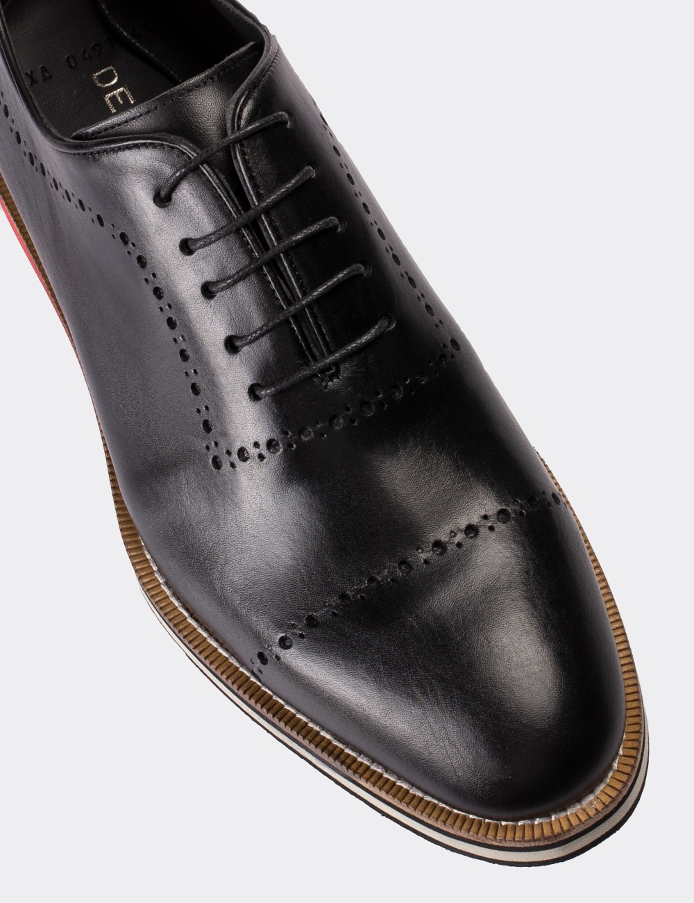 Black  Leather Lace-up Shoes - 00491MSYHE11