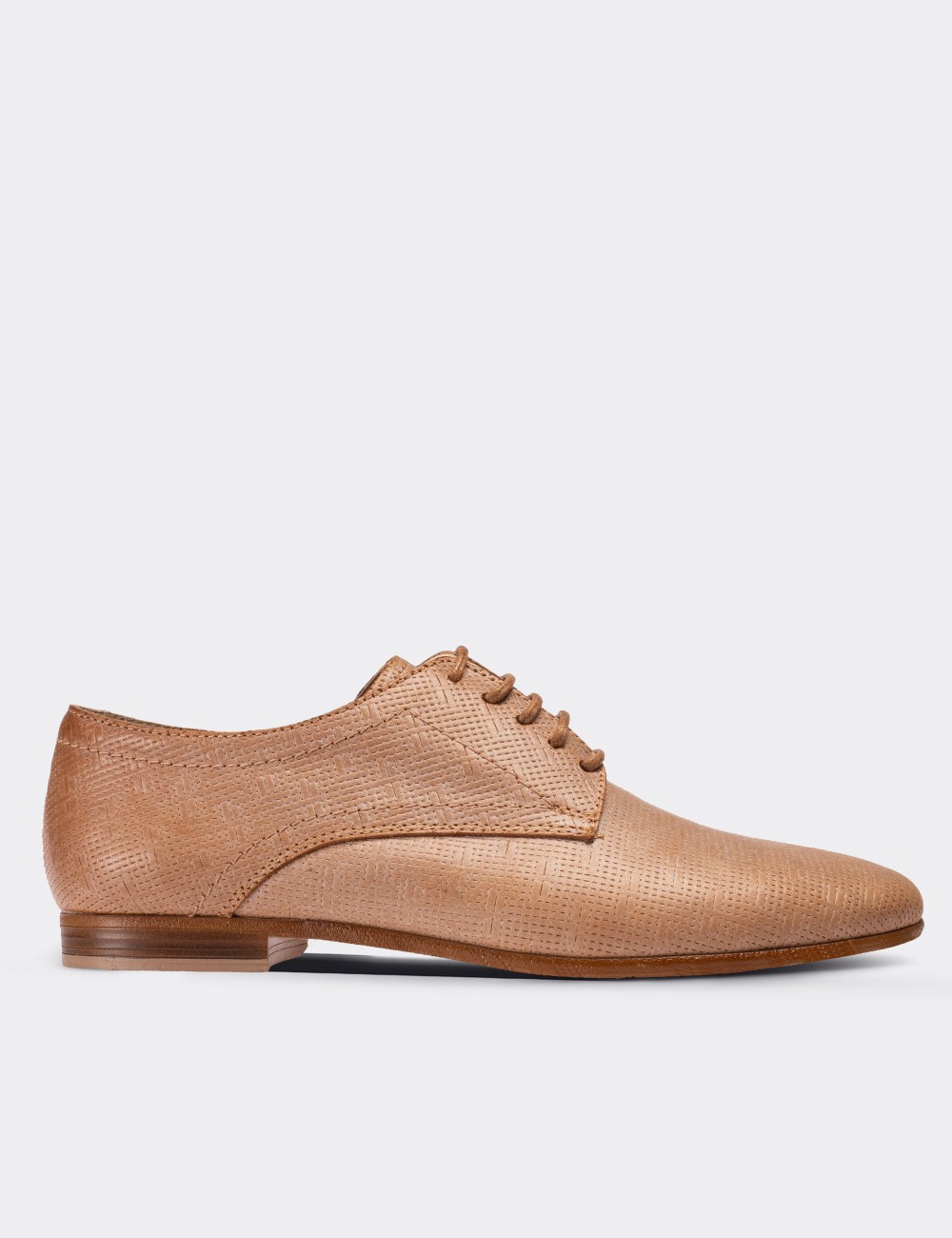 Beige  Leather Lace-up Shoes - 01430ZBEJC05