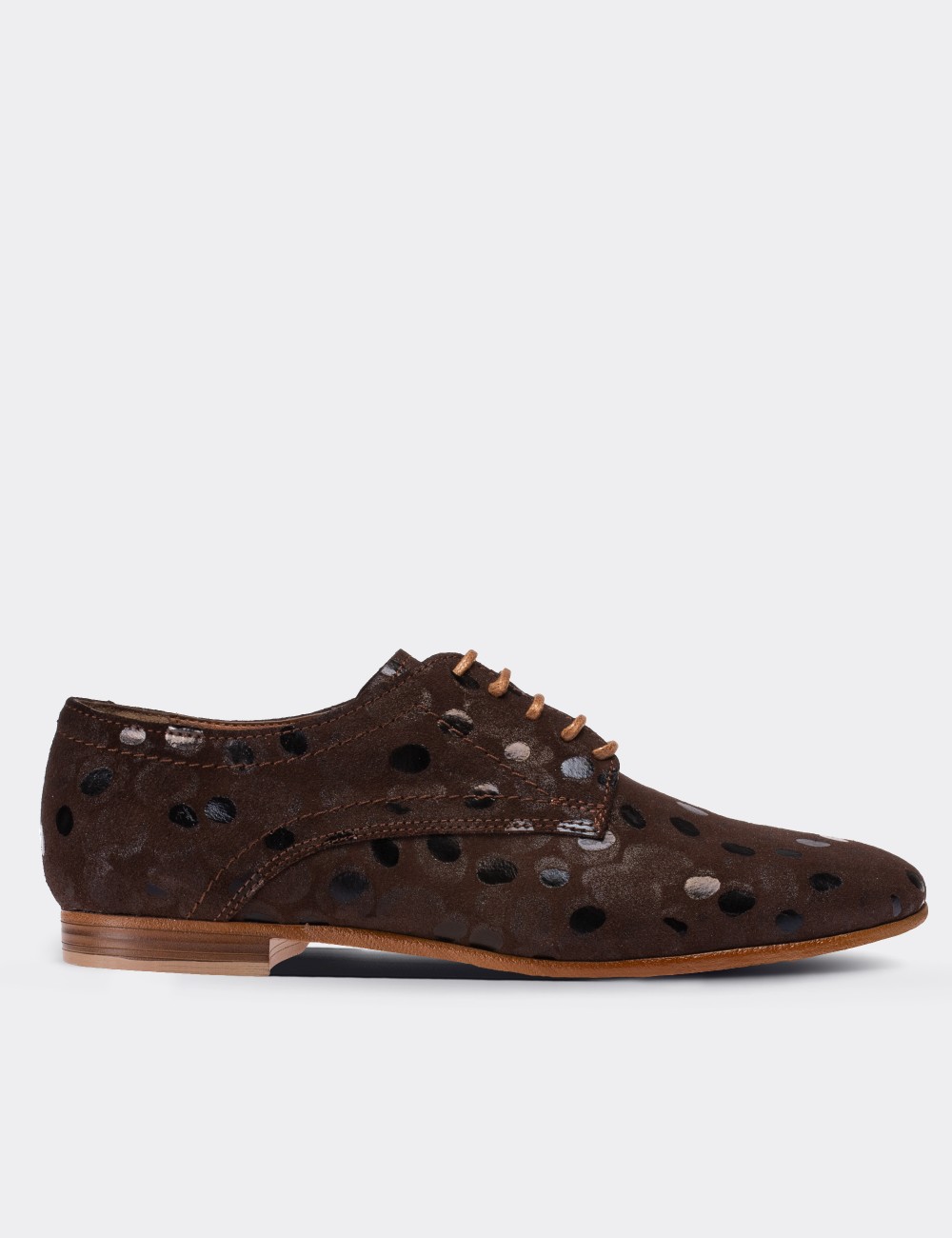 Brown Nubuck Leather Lace-up Shoes - 01430ZKHVC05