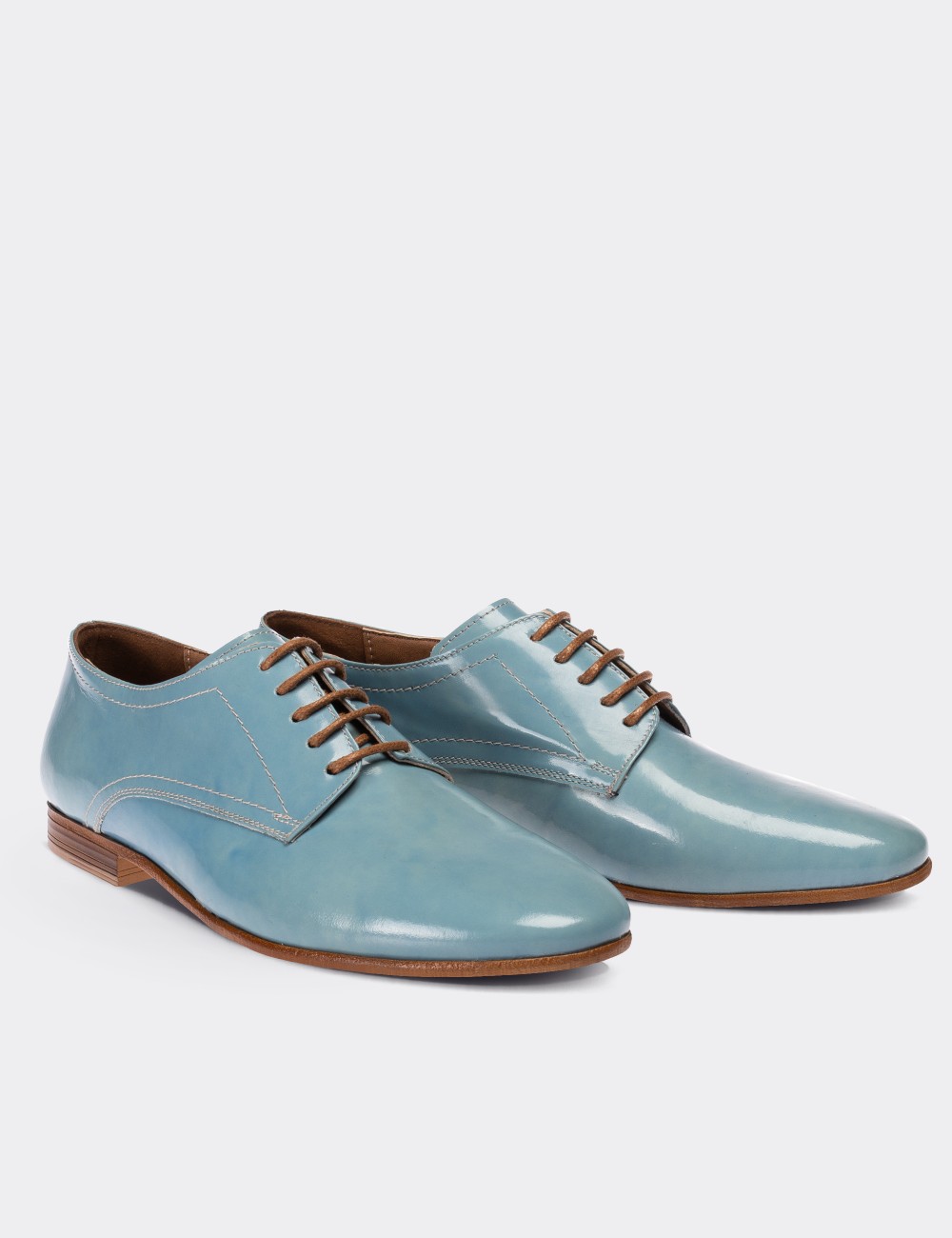 Blue  Leather Lace-up Shoes - 01430ZMVIC04