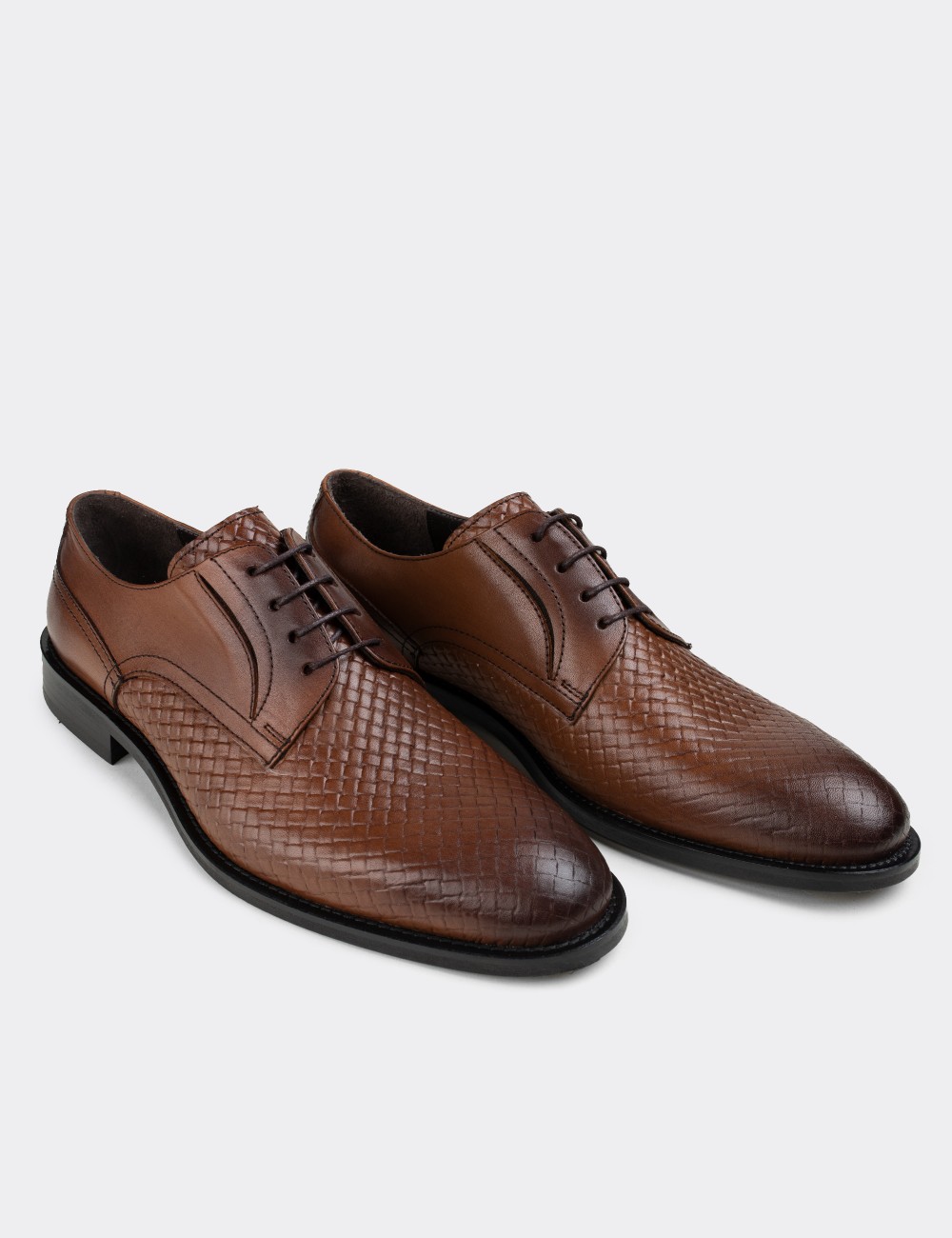 Tan  Leather Classic Shoes - 01294MTBAM01