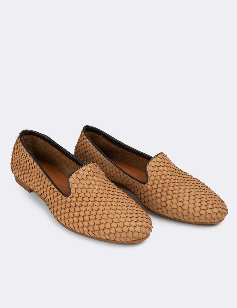 Tan Nubuck Leather Loafers - E3208ZTBAC01