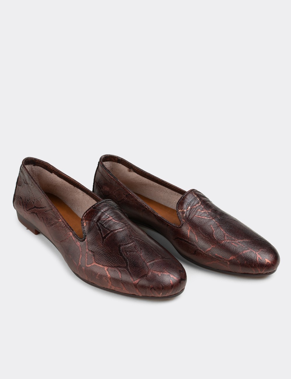 Brown  Leather Loafers - E3208ZKHVC05