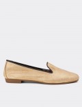 Gold Suede Leather Loafers