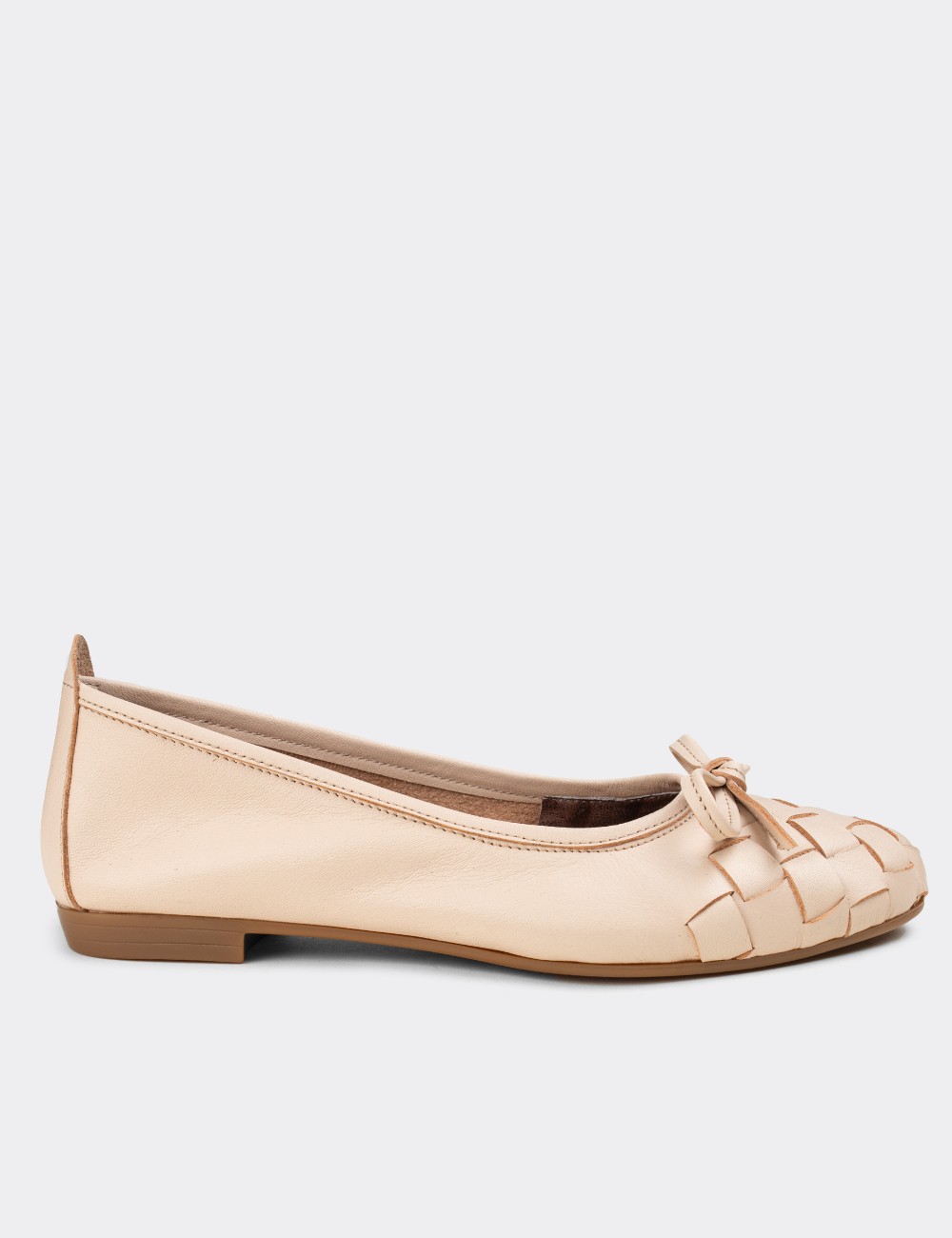 Beige  Leather Loafers - E3205ZPDRC01