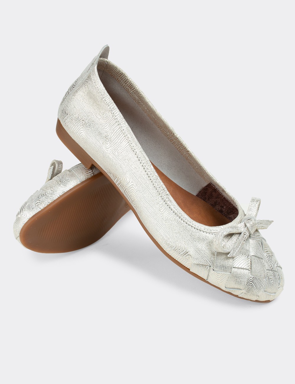 Silver  Leather Loafers - E3205ZGMSC02