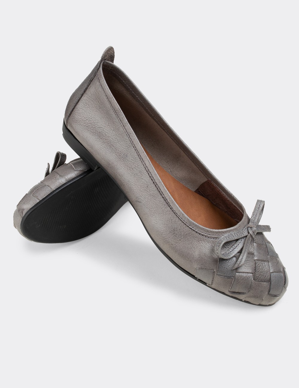 Gray  Leather Loafers - E3205ZGRIC01