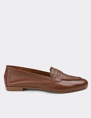 Tan  Leather Loafers - E3201ZTBAC01
