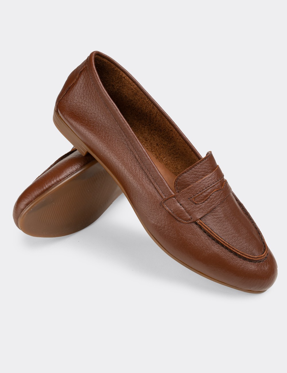 Tan  Leather Loafers - E3201ZTBAC01
