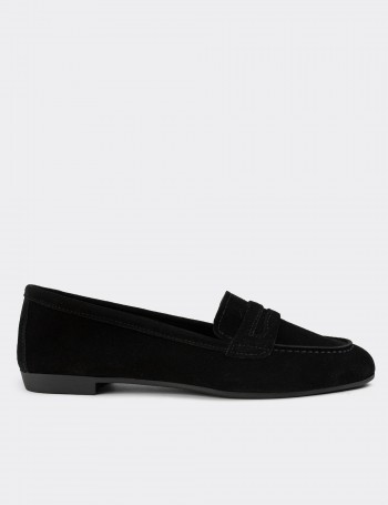 Black Suede Leather Loafers - E3201ZSYHC01