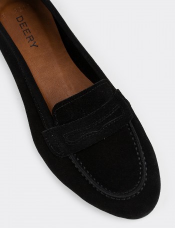 Black Suede Leather Loafers - E3201ZSYHC01