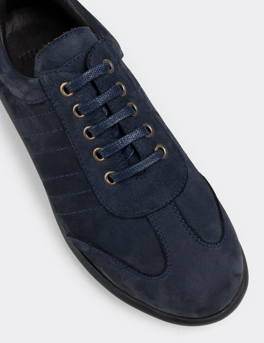 Navy Nubuck Leather Lace-up Shoes - 01826MLCVC01