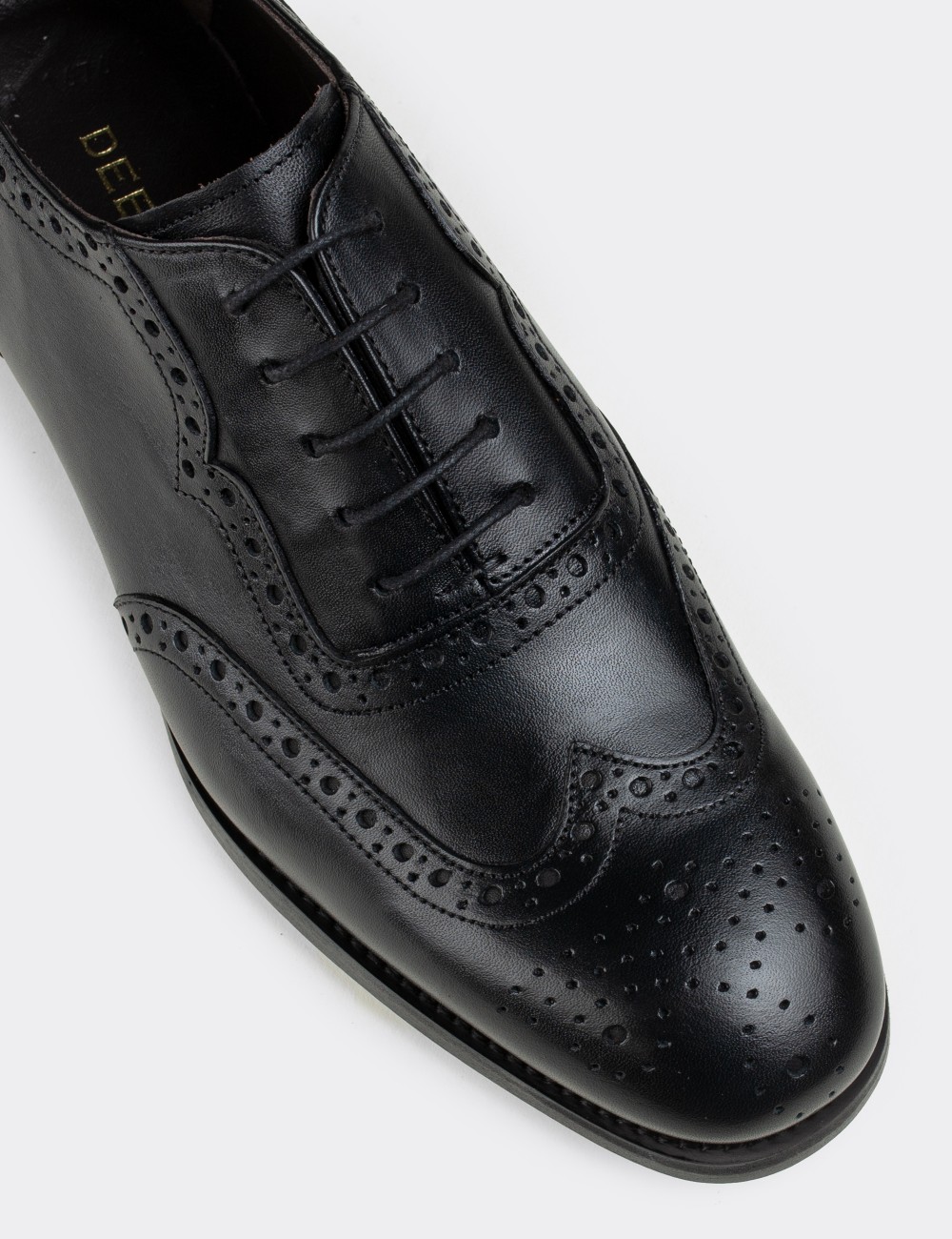Black  Leather Classic Shoes - 01676MSYHK01