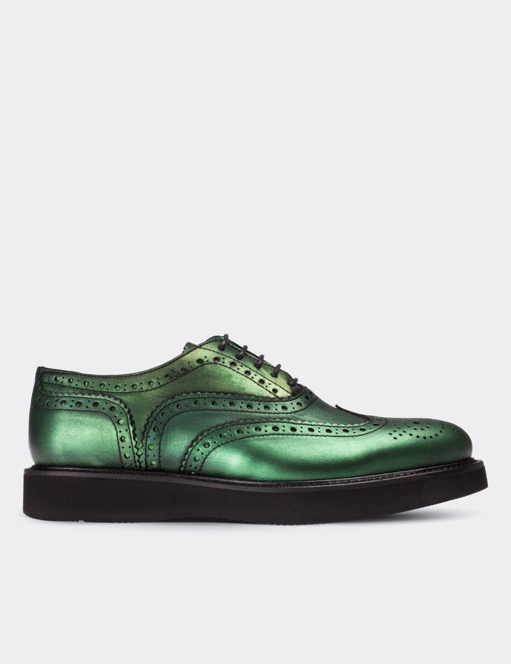 Green  Leather Lace-up Shoes - 01418ZYSLE02