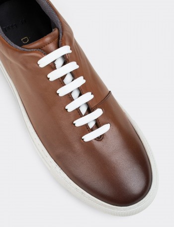 Tan  Leather Sneakers - 01823MTBAC01
