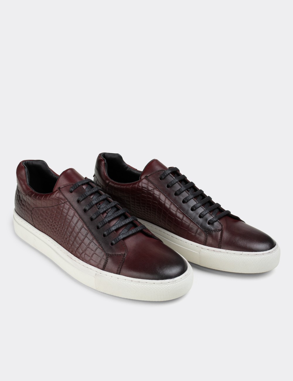 Burgundy  Leather Sneakers - 01681MBRDC01