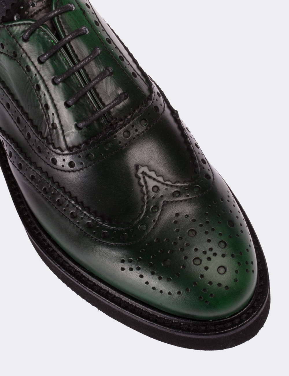 Green  Leather Lace-up Shoes - 01418ZYSLE04