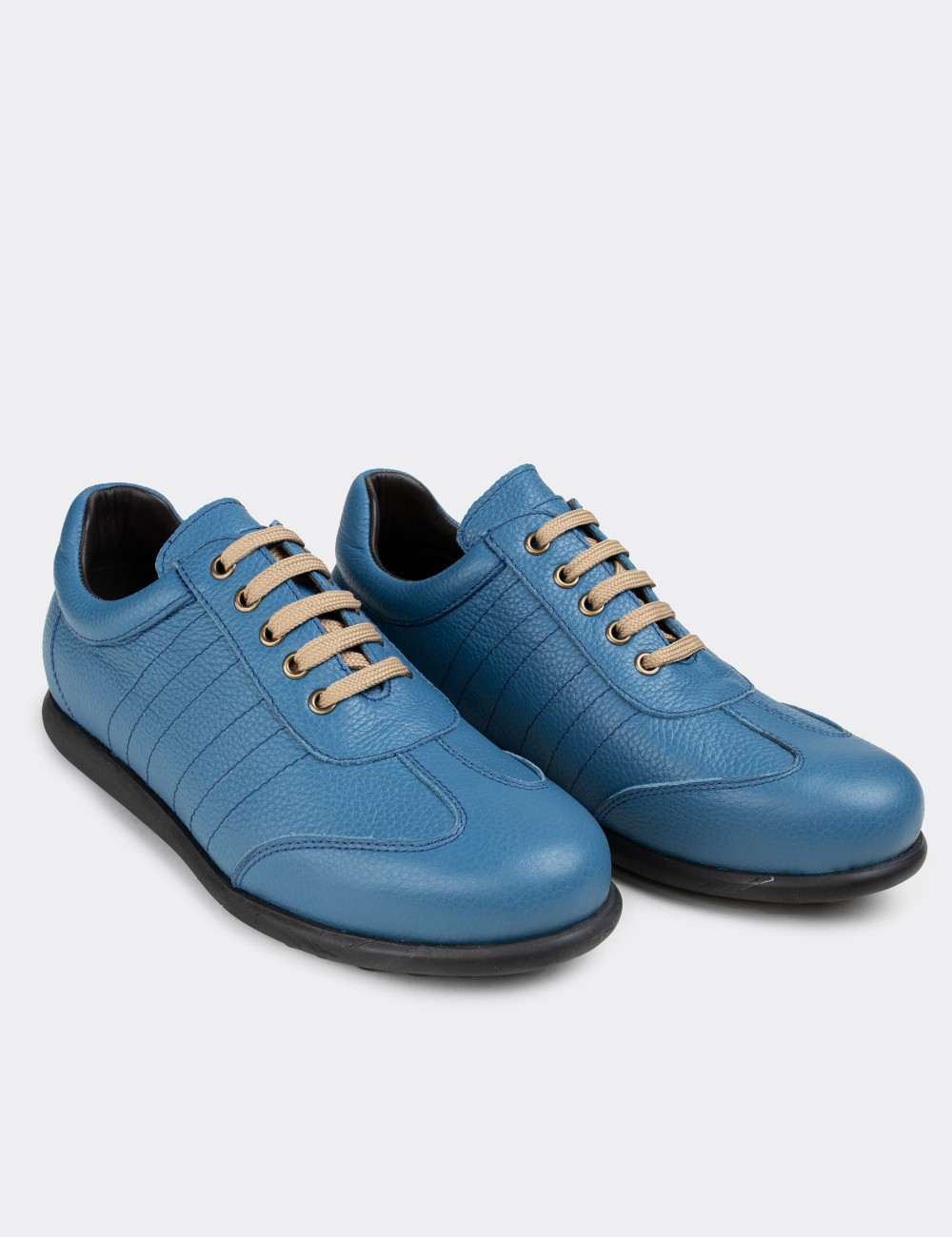 Blue  Leather Lace-up Shoes - 01826MMVIC02