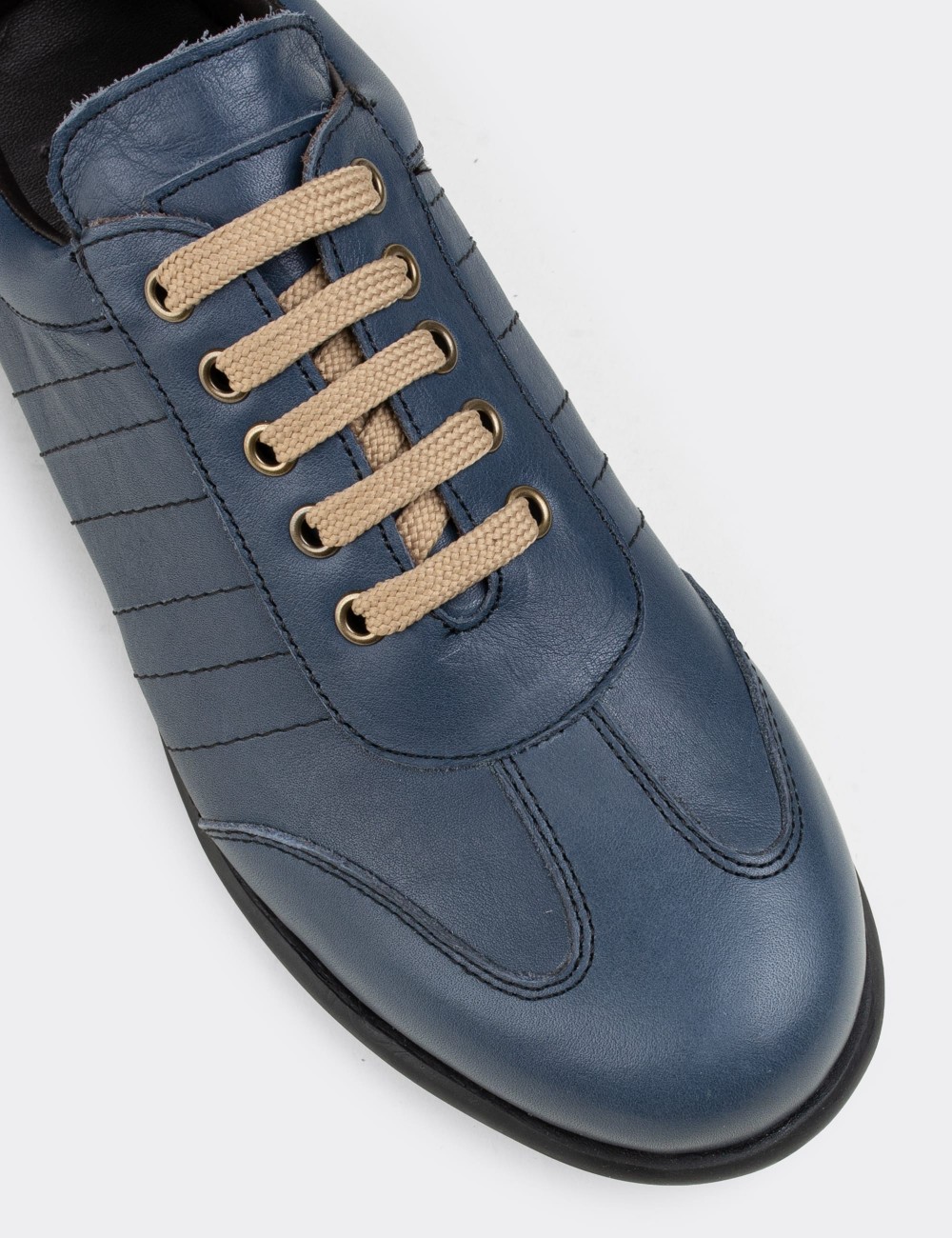 Blue  Leather Lace-up Shoes - 01826MMVIC03