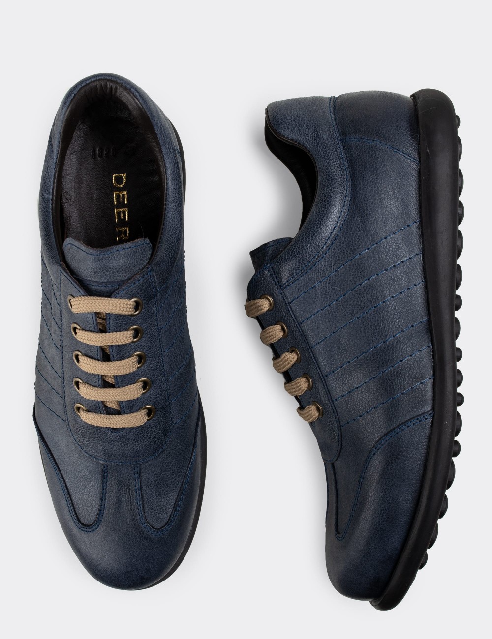 Blue  Leather Lace-up Shoes - 01826MMVIC04