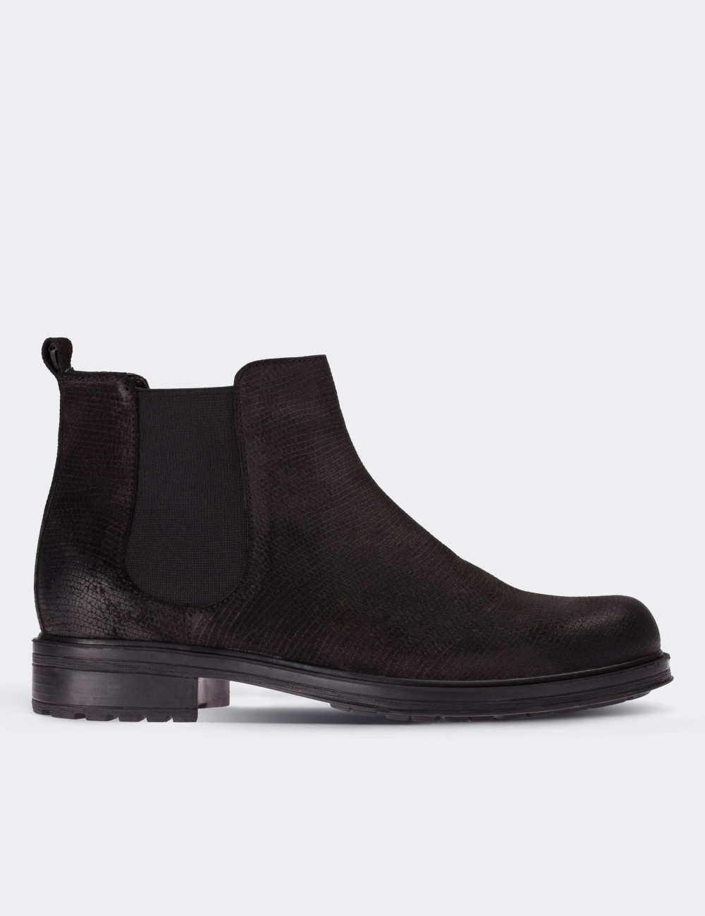 Black Suede Leather Chelsea Boots - 01573ZSYHC01
