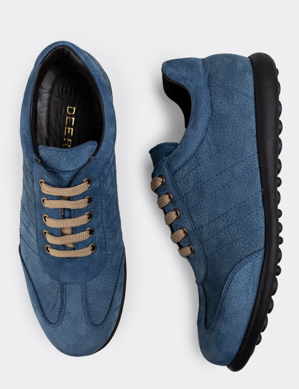 Blue Nubuck Leather Lace-up Shoes - 01826MMVIC01