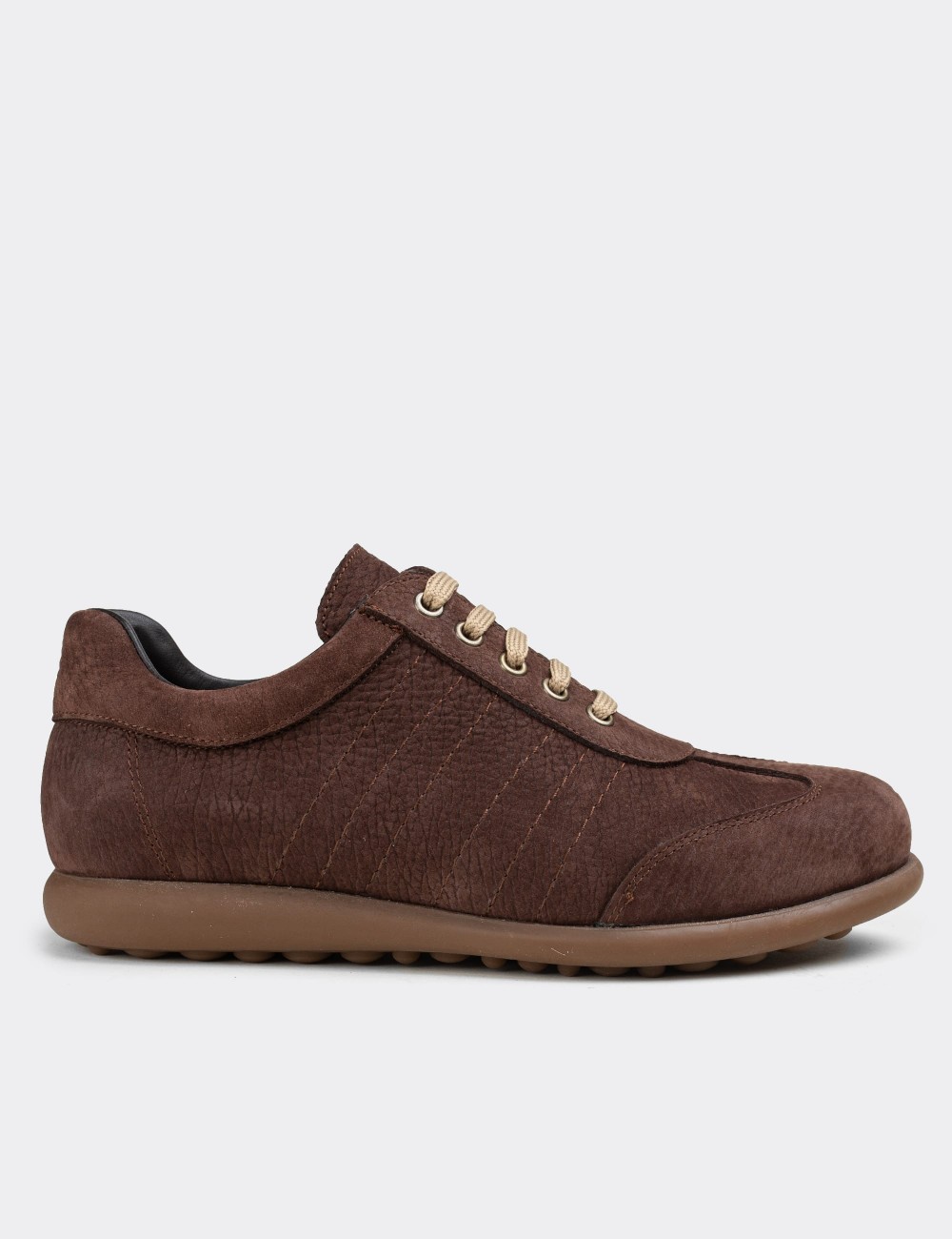 Brown Nubuck Leather Lace-up Shoes - 01826MKHVC04