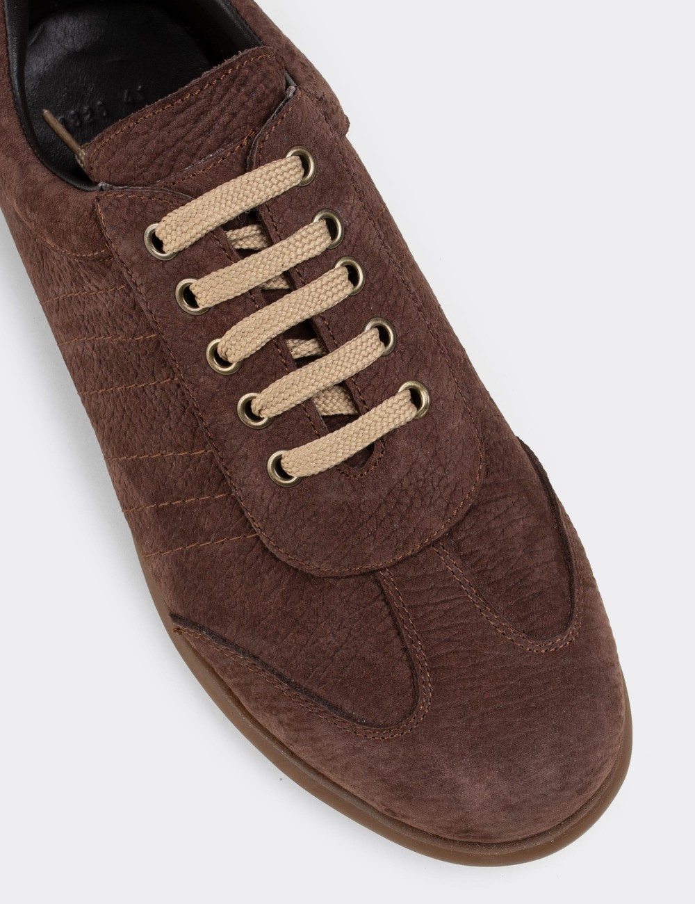 Brown Nubuck Leather Lace-up Shoes - 01826MKHVC04