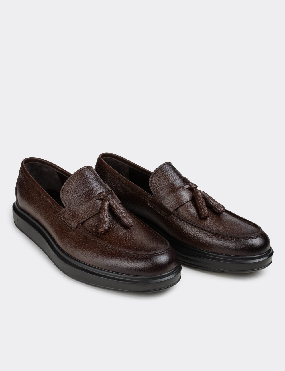 Brown  Leather Comfort Loafers - 01587MKHVP02