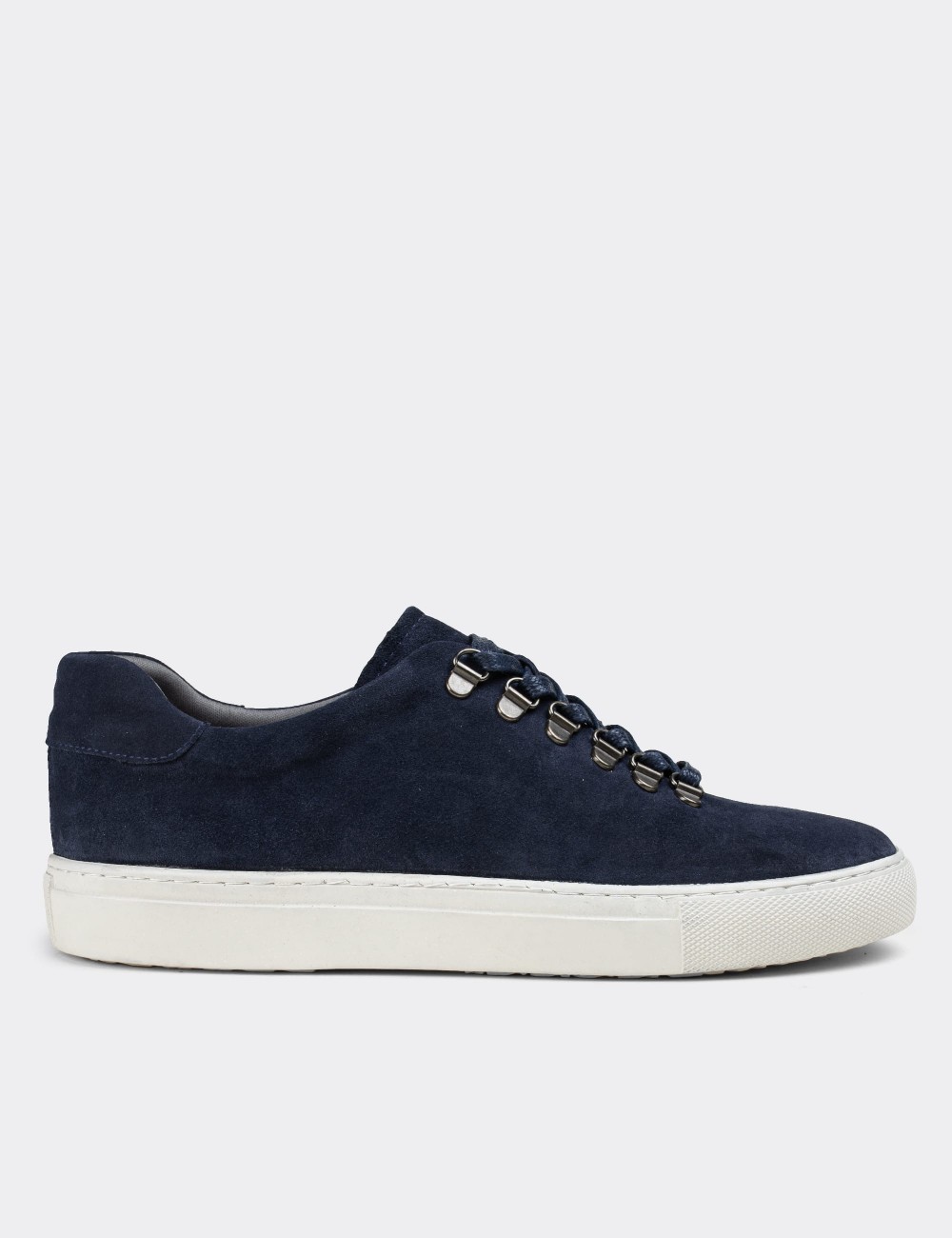 Navy Suede Leather  Sneakers - 01835MLCVC01