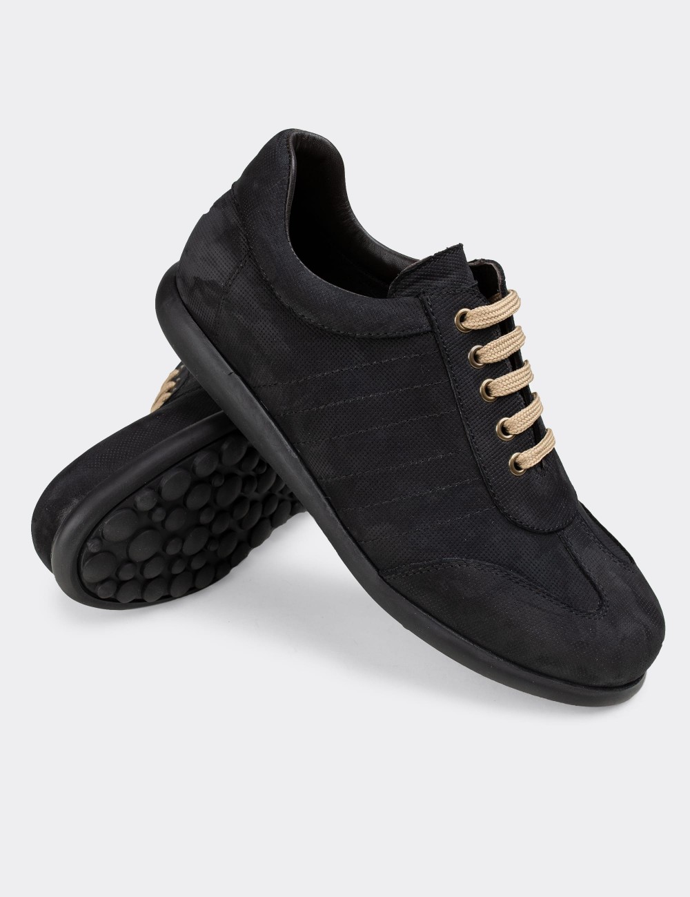 Navy Nubuck Leather Lace-up Shoes - 01826MLCVC04