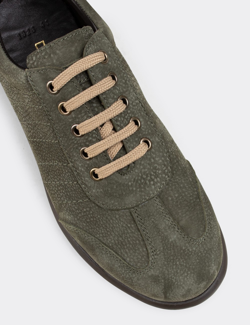 Green Nubuck Leather Lace-up Shoes - 01826MYSLC01