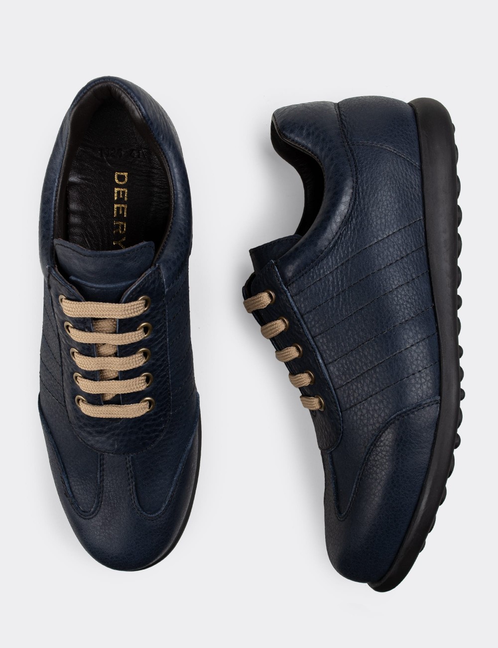 Navy  Leather Lace-up Shoes - 01826MLCVC05